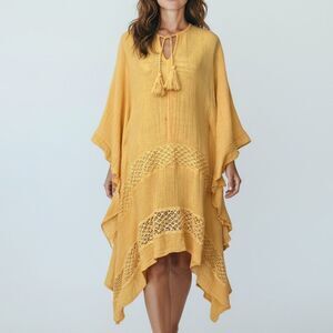 Jen's Pirate Booty Yellow Boho Dress with Tassel in Size P/S
